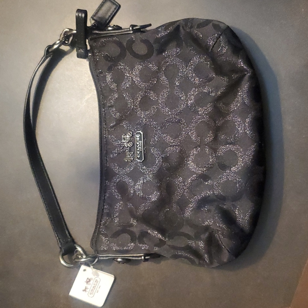 COACH BLACK LUREX OP ART TOP HANDLE 44594 NWT MINI HOBO